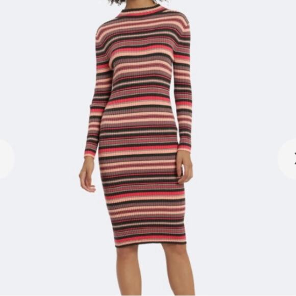 New Maggy London Long Slv. Midi  Stretch Knit Sweater Dress Bodycon Size Medium - Picture 1 of 12